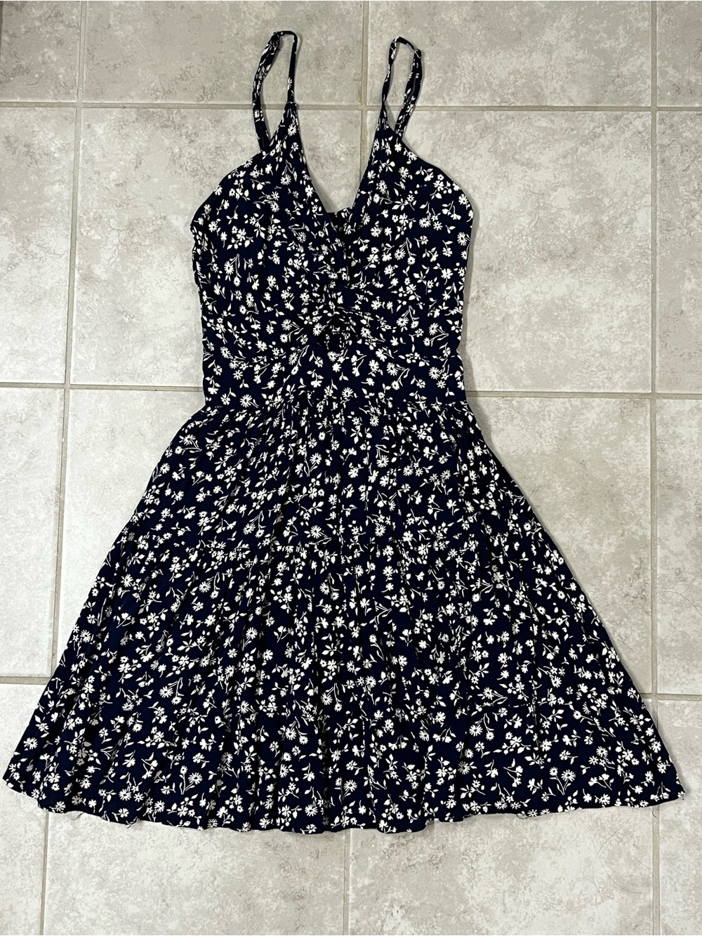 Altar'd State Navy and White Floral Mini Dress